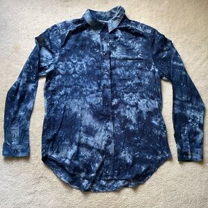 Pilcro by Anthropologie Tie Dye Blue Lightweight 100% Cotton Button Down Small